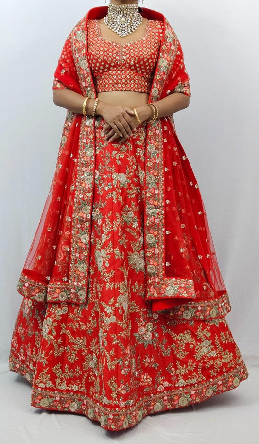 Rosy Reverie Crimson Lehenga Set