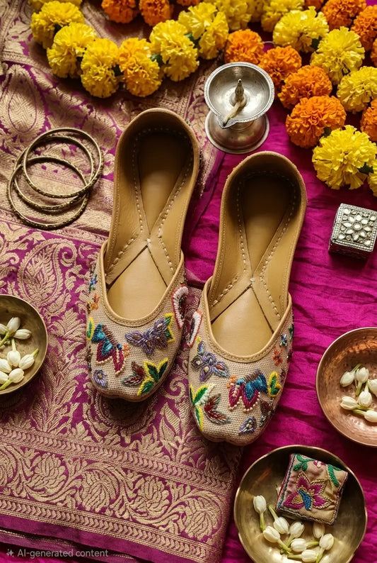 Hand Embroidered Floral Jutti