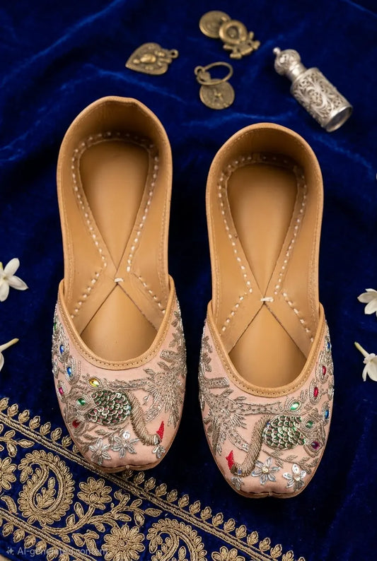 Handcrafted Peacock Zardosi Jutti