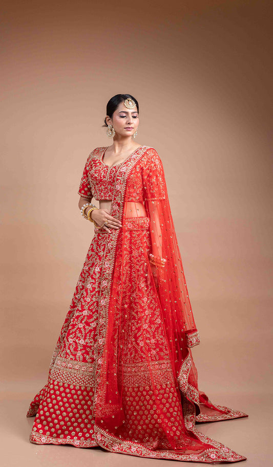 Scarlet Red Lehenga Set