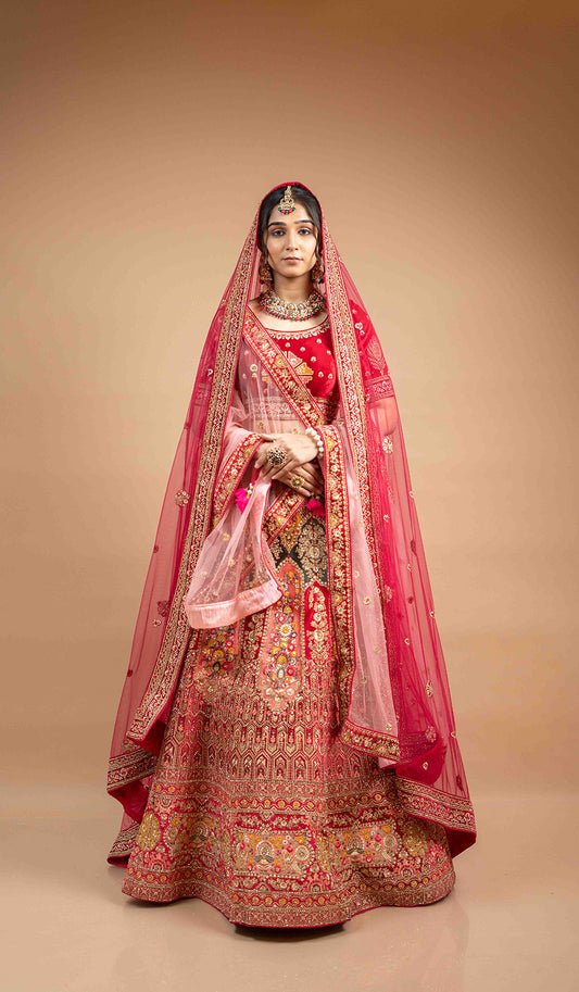 Fuchsia Pink Marwad Lehenga Set