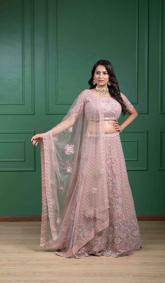 Peach Beige Lehenga Set