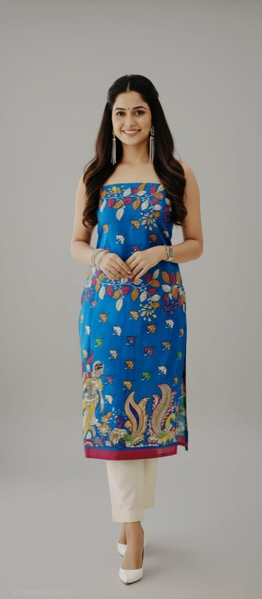 Pen Kalamkari hand painted Kurti Piece