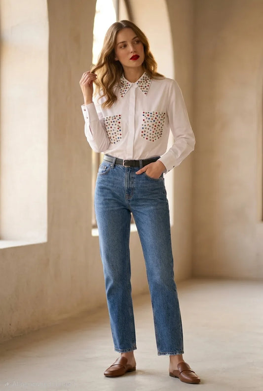 Upcycled Stone work Shirt